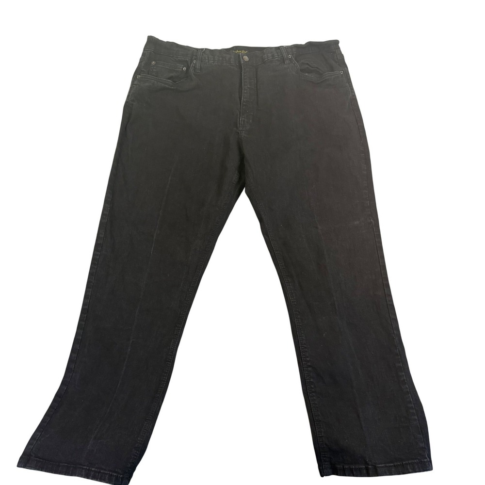 Urban Mens Black Straight Leg Denim Jeans 42x30 Dark Wash Classic Fit
